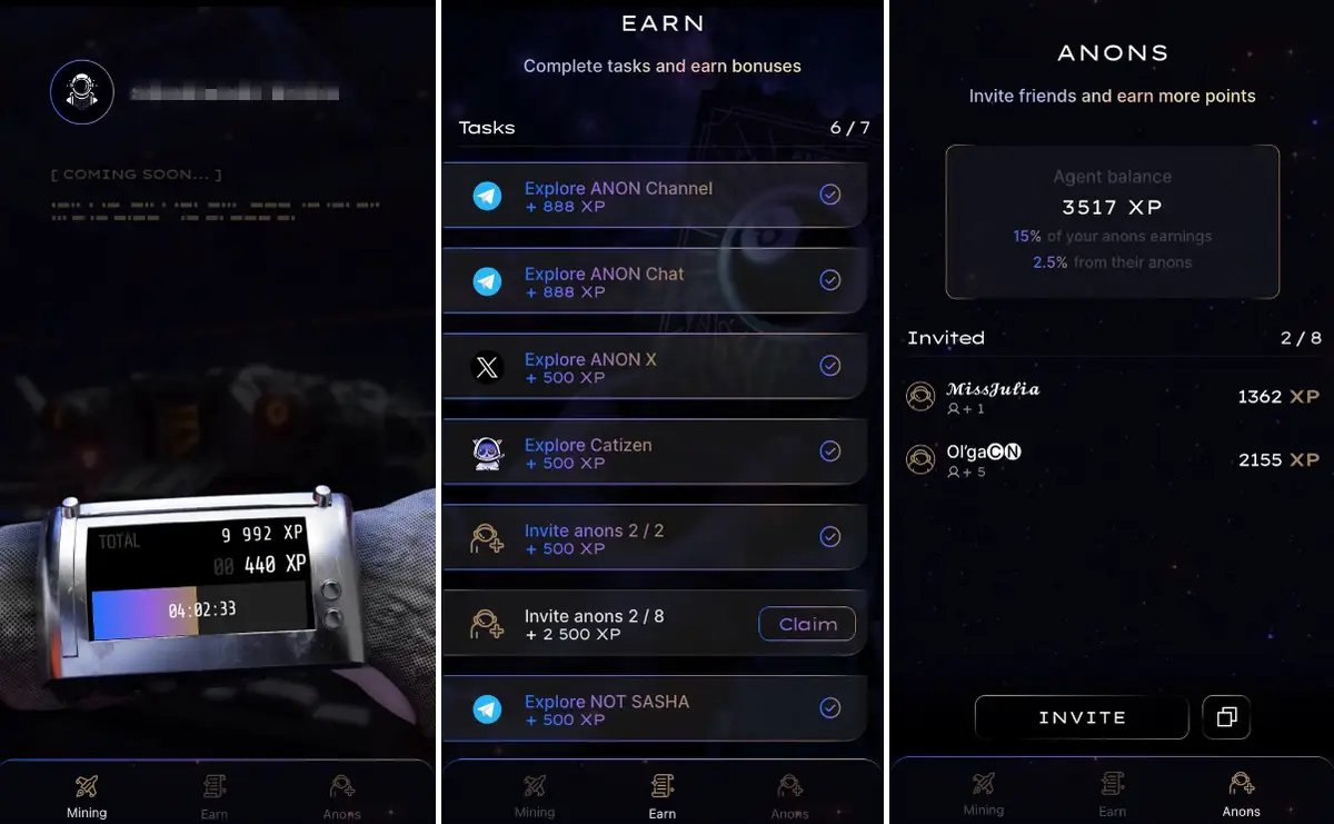 Крипто игра ANON Space как вывести коины Крипто игра ANON Space как получить выгоду